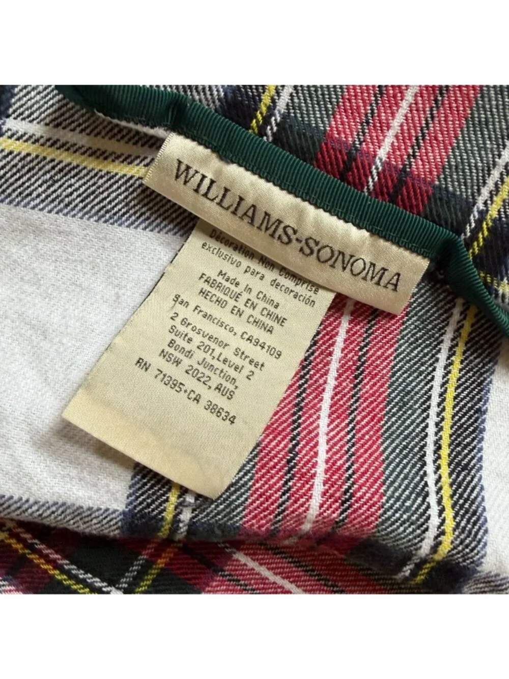 Williams Sonoma Marth Stewart Tartan Plaid Linen Cotton Table Cloth 70